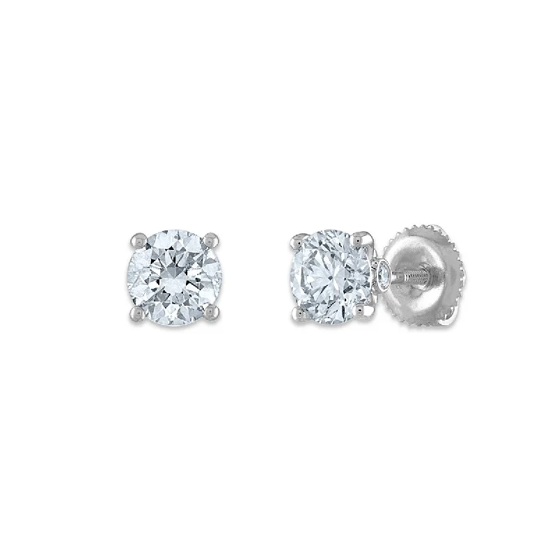 1-1/2 CTW Lab Grown Diamond Stud Solitaire Earrings in 14KT White Gold