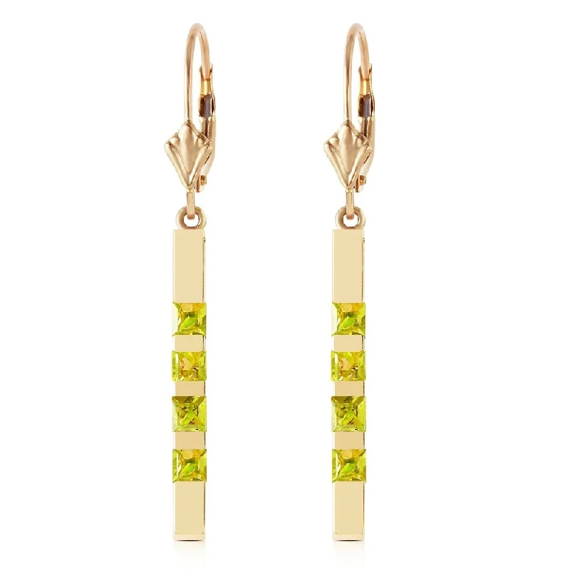 0.7 Carat 14K Solid Gold Leverback Earringsbar Natural Peridot