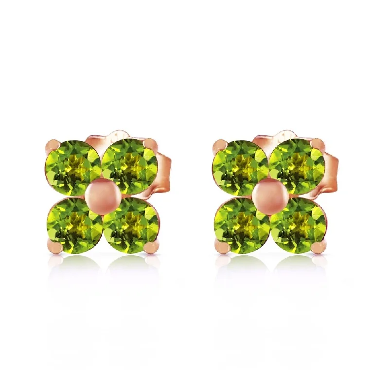 1.15 Carat 14K Solid Rose Gold Diana Peridot Stud Earrings