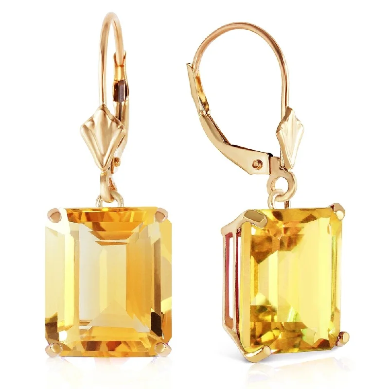 13 CTW 14K Solid Gold Leverback Earrings Citrine