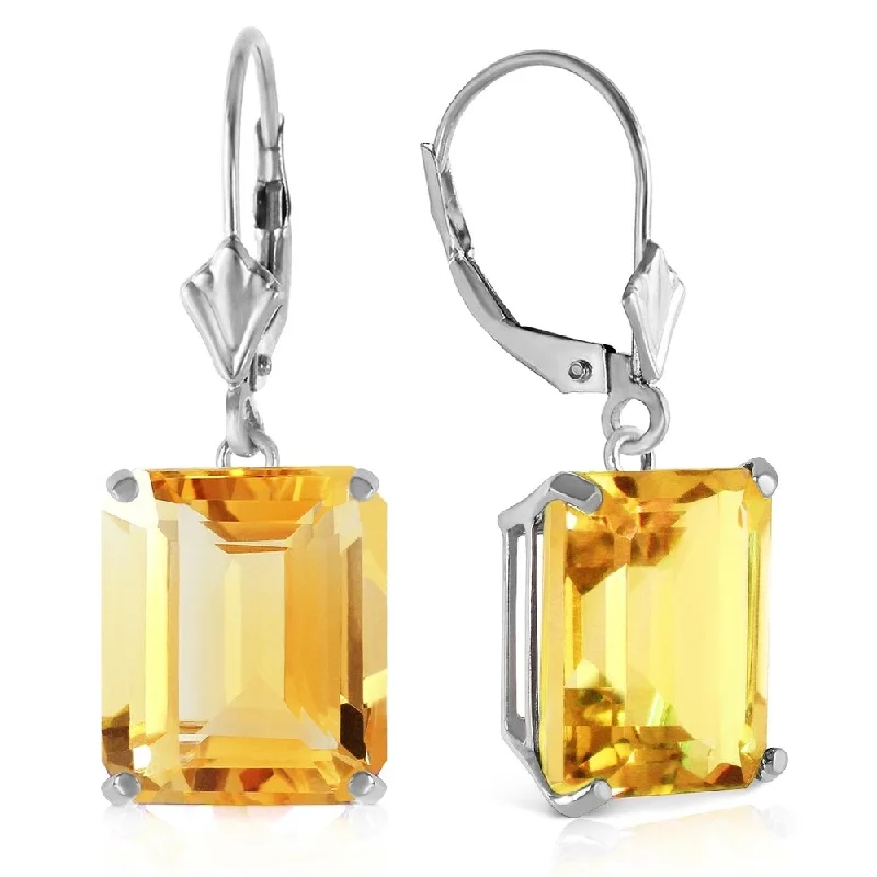 13 CTW 14K Solid White Gold Leverback Earrings Citrine