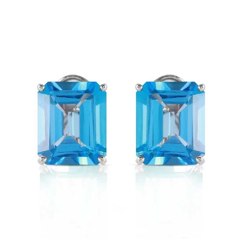 14 CTW 14K Solid White Gold Kubla Khan Blue Topaz Earrings