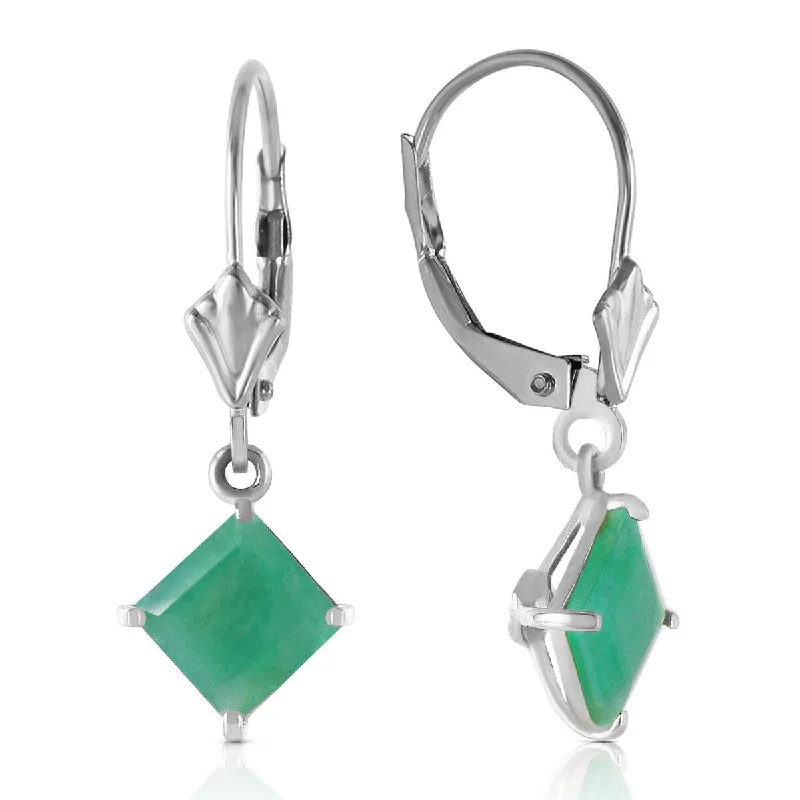 14K Solid Gold Leverback Earrings Emerald Jewelry Series Royal