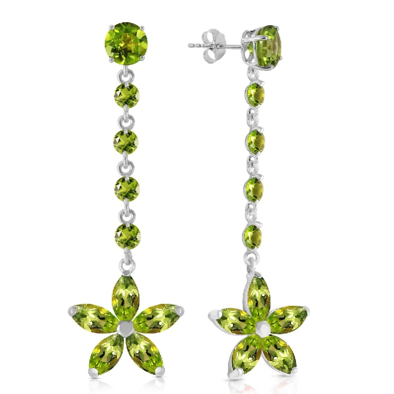 14K Solid Gold Natural Peridot Gemstone Elegant Chandelier Earrings