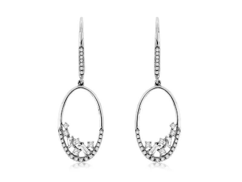 14K White Gold Diamond Drop Earrings