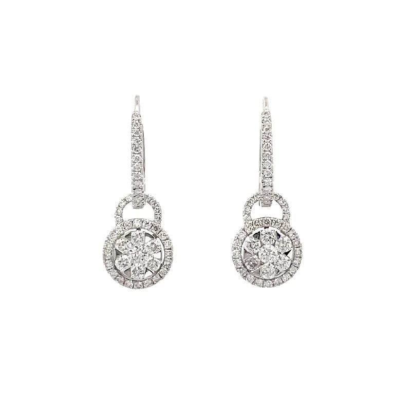 18 Karat White Gold Diamond Drop Earrings