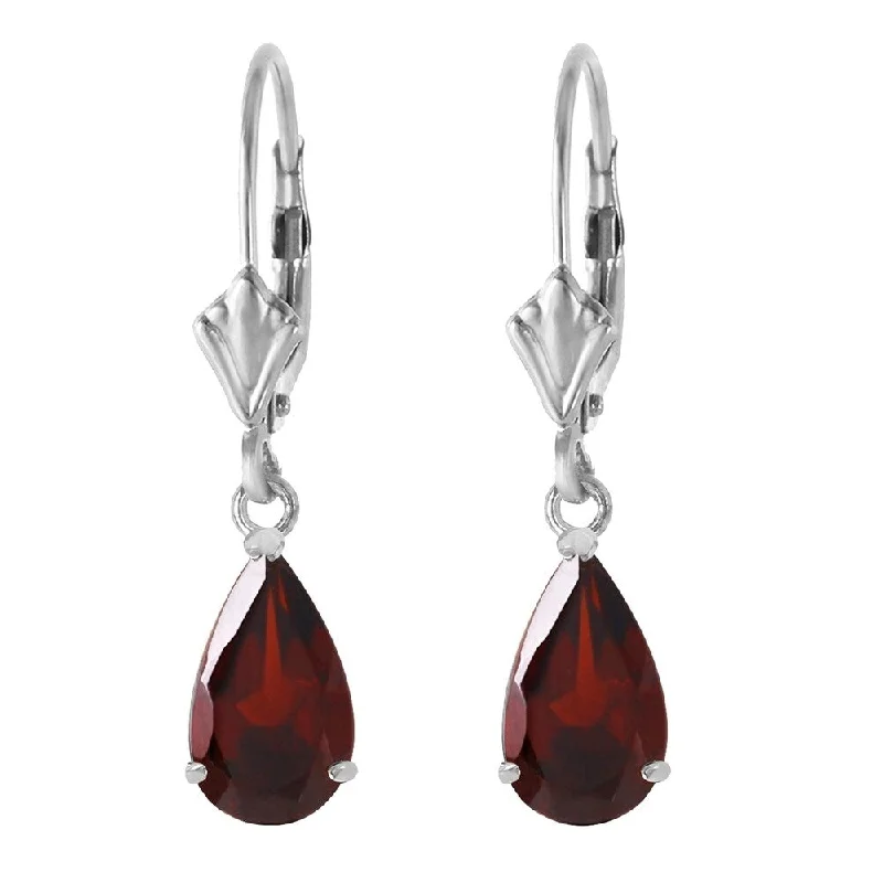 2.45 CTW 14K Solid White Gold Leverback Earrings Garnet