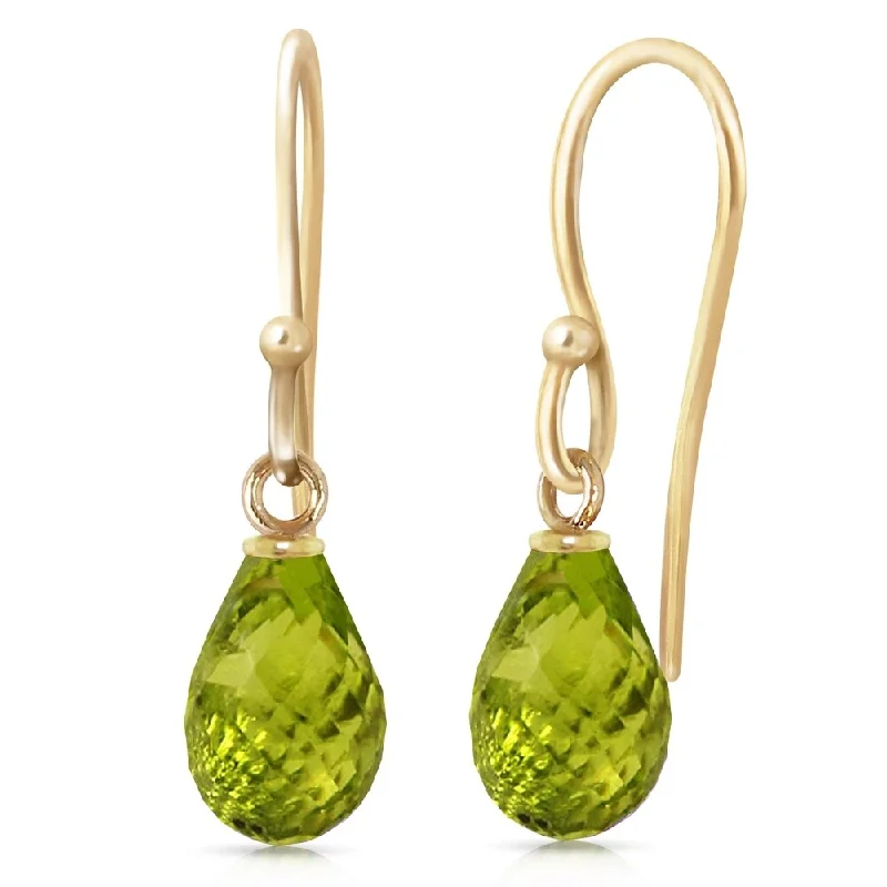 2.7 Carat 14K Solid Gold Fish Hook Earrings Peridot