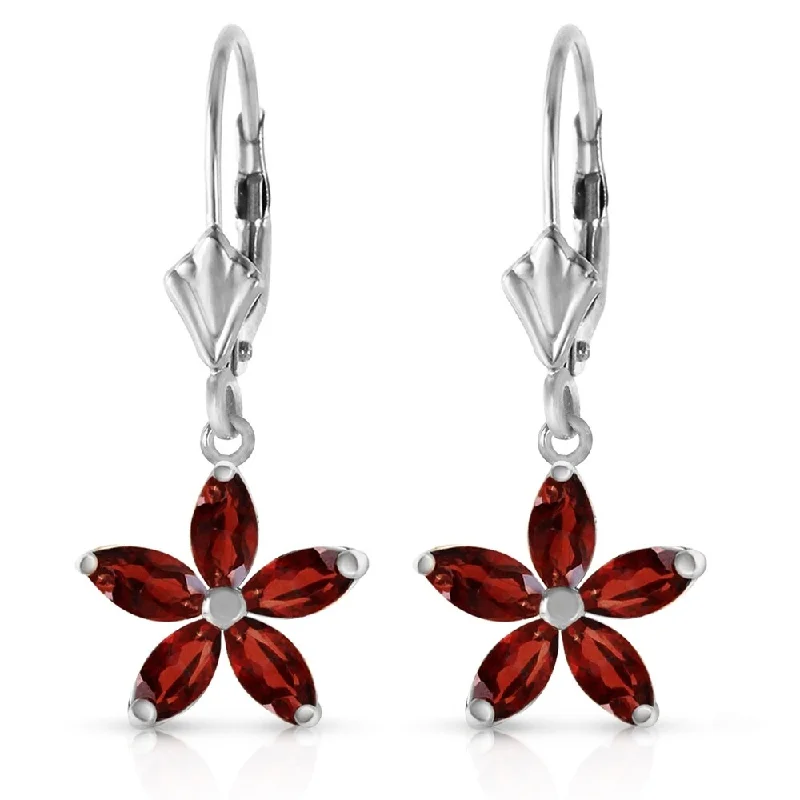 2.8 CTW 14K Solid White Gold Will To Love Garnet Earrings