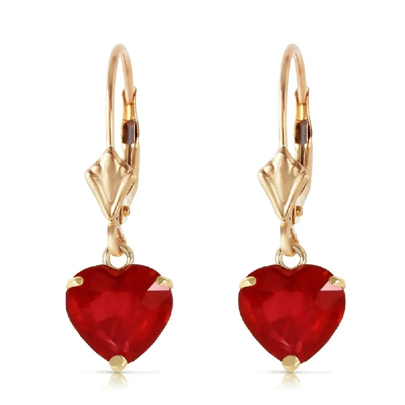 2.9 Carat 14K Solid Gold Cupid's Arrow Ruby Earrings