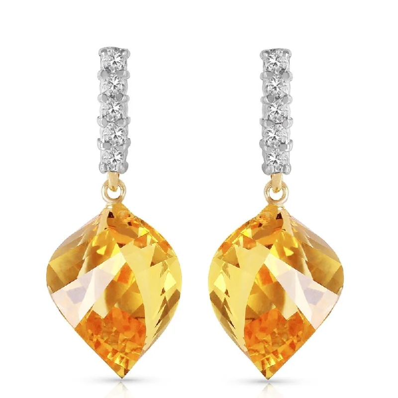 23.65 Carat 14K Solid Gold Strong Character Citrine Earrings