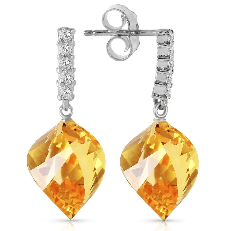 23.65 Carat 14K Solid White Gold Participation Citrine Diamond Earrings