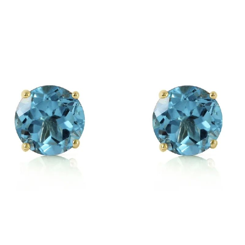 3.1 Carat 14K Solid Gold Shutting The Eye Blue Topaz Earrings