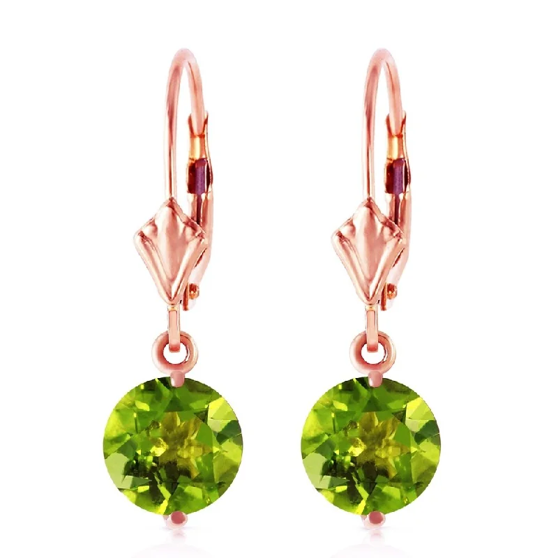 3.1 Carat 14K Solid Rose Gold Youth Peridot Earrings