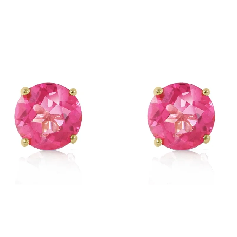 3.1 CTW 14K Solid Gold Precisely Why Pink Topaz Earrings