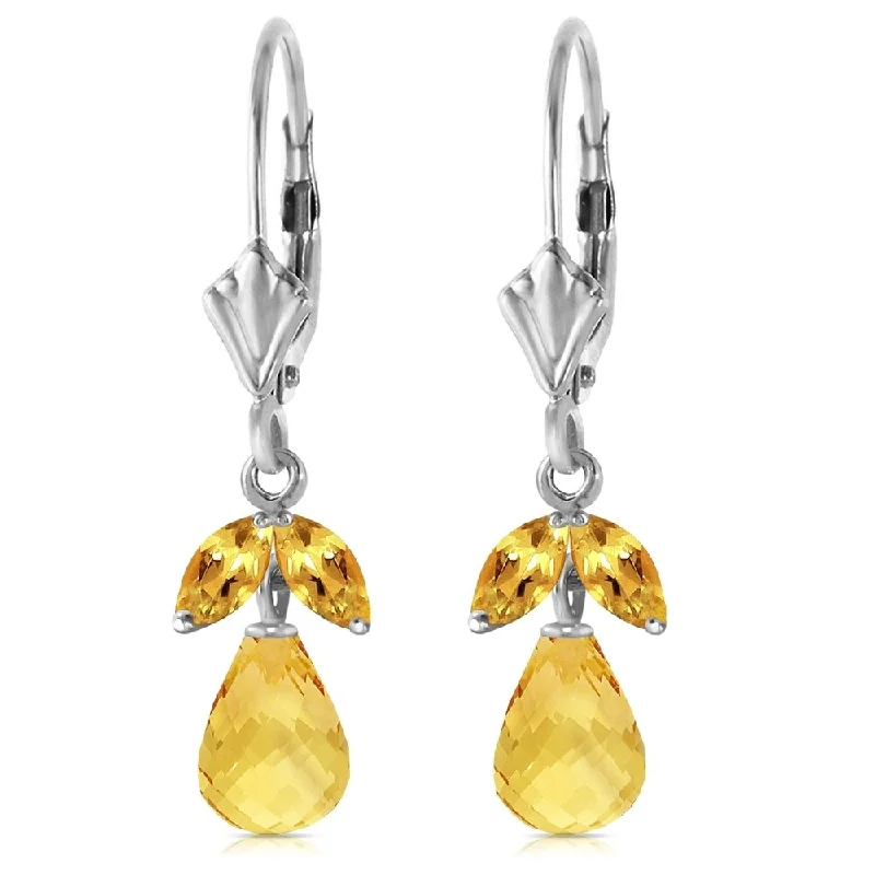 3.4 Carat 14K Solid White Gold Not Crooked Path Citrine Earrings