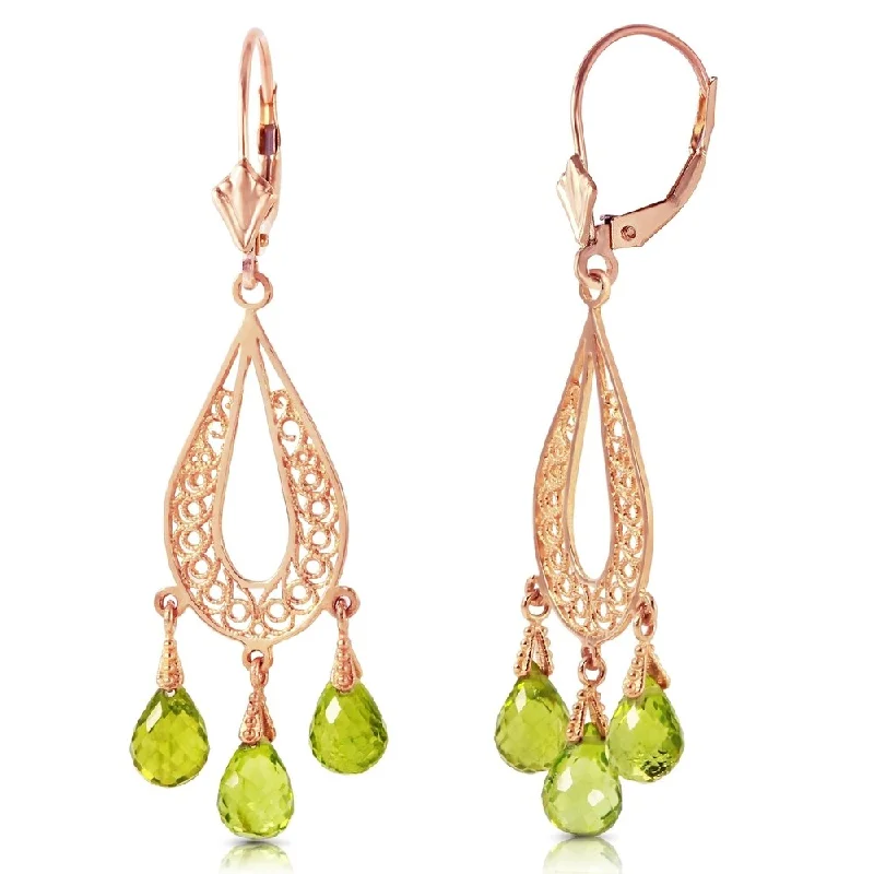 3.75 Carat 14K Solid Rose Gold Chandelier Earrings Natural Peridot