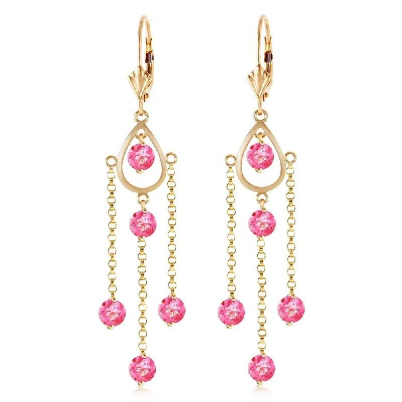 3 CTW 14K Solid Gold Gilded Age Pink Topaz Earrings