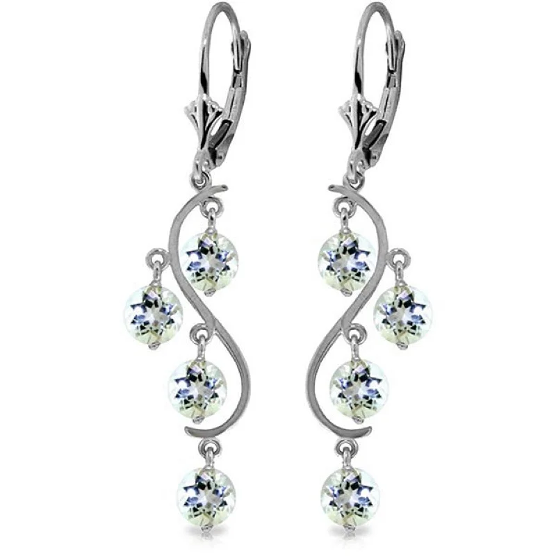 4.5 Carat 14K Solid Gold Aquamarine Gemstone Drop Chandelier Earrings