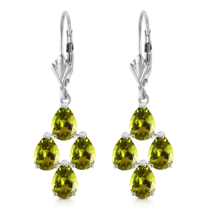 4.5 Carat 14K Solid White Gold Loving Peridot Earrings