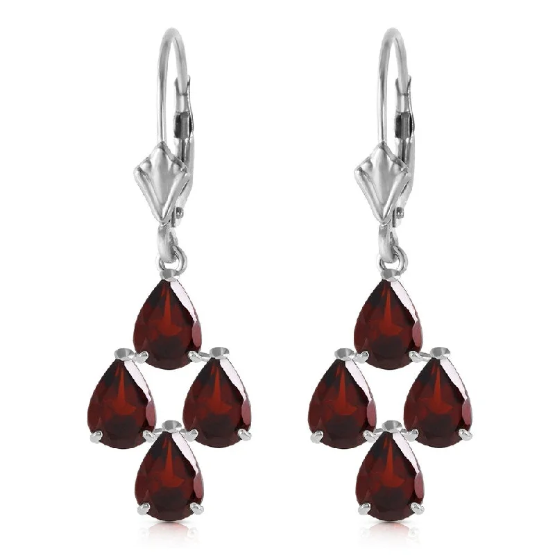 4.5 CTW 14K Solid White Gold Walk Boldly Garnet Earrings