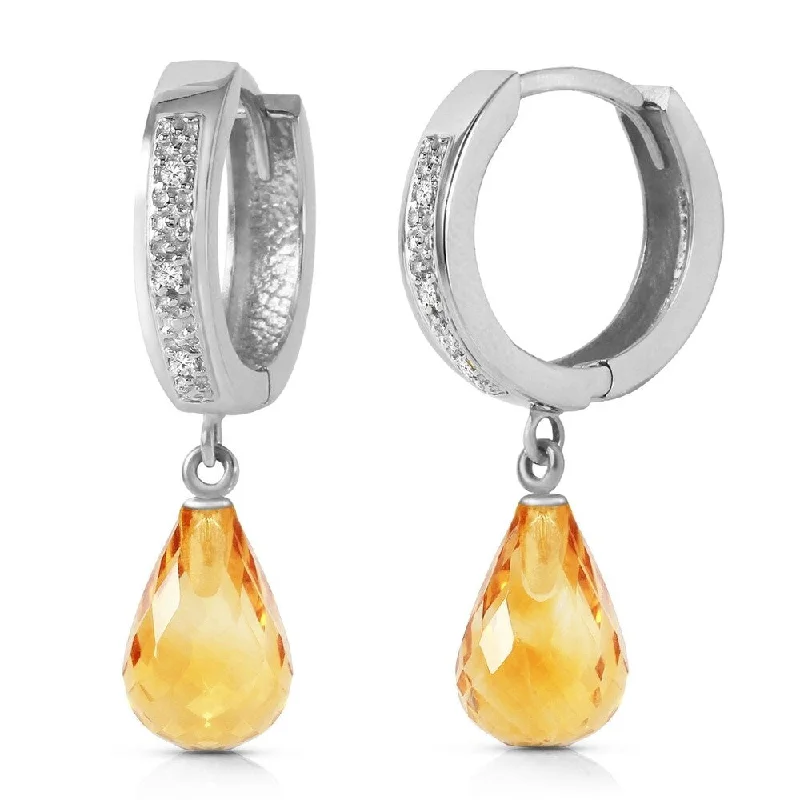 4.54 CTW 14K Solid White Gold Epitome Of Elegance Citrine Diamond Earrings