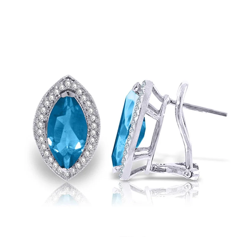 4.8 Carat 14K Solid Gold Marquis Blue Topaz Diamond Earrings