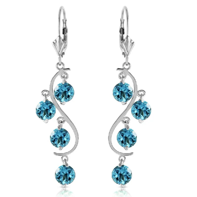 4.95 Carat 14K Solid Gold Spring Year Round Blue Topaz Earrings