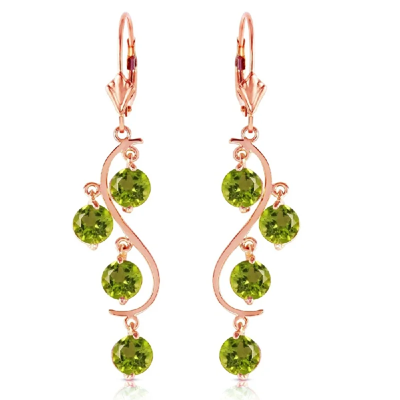 4.95 Carat 14K Solid Rose Gold Peridot Drop Earrings