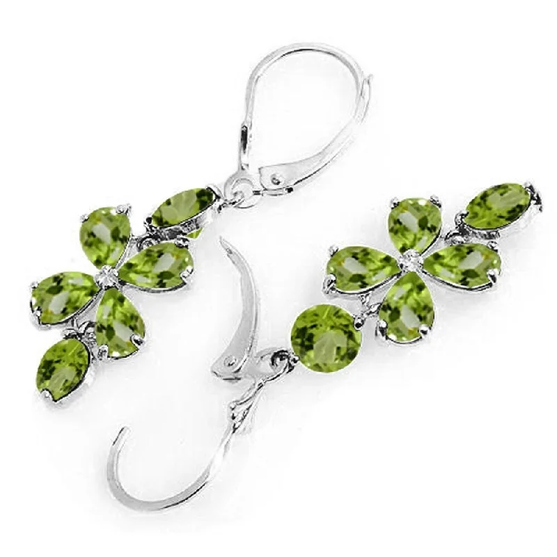 5.32 Carat 14K Solid White Gold Wharton Peridot Earrings