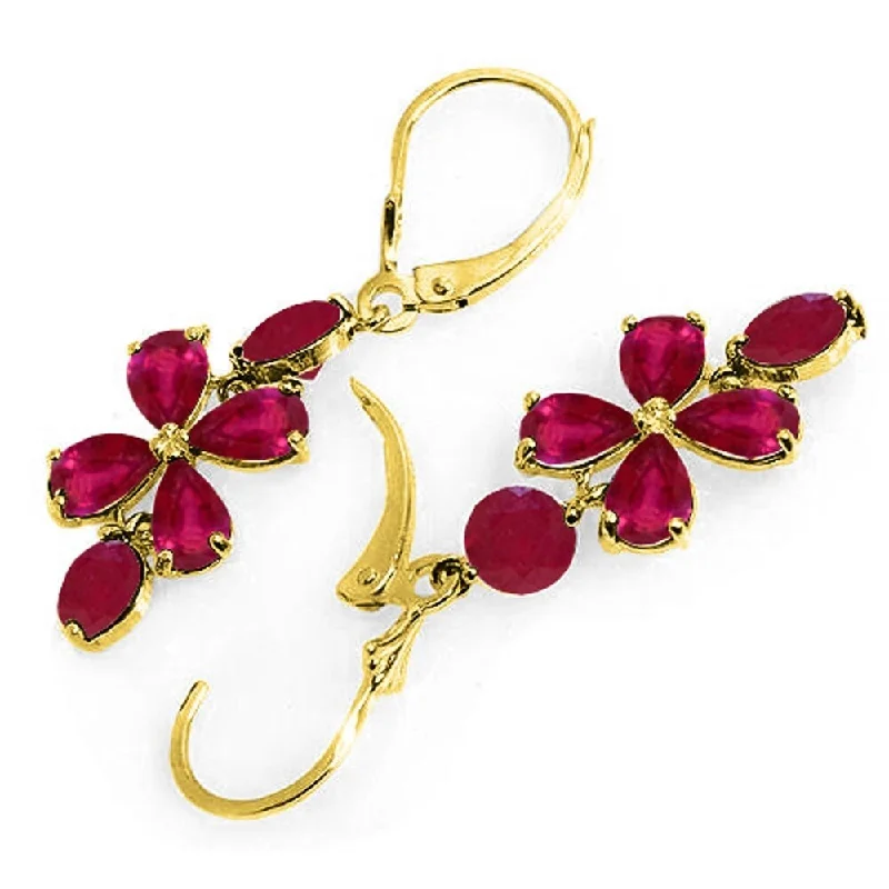 5.32 CTW 14K Solid Gold Chandelier Earrings Natural Ruby