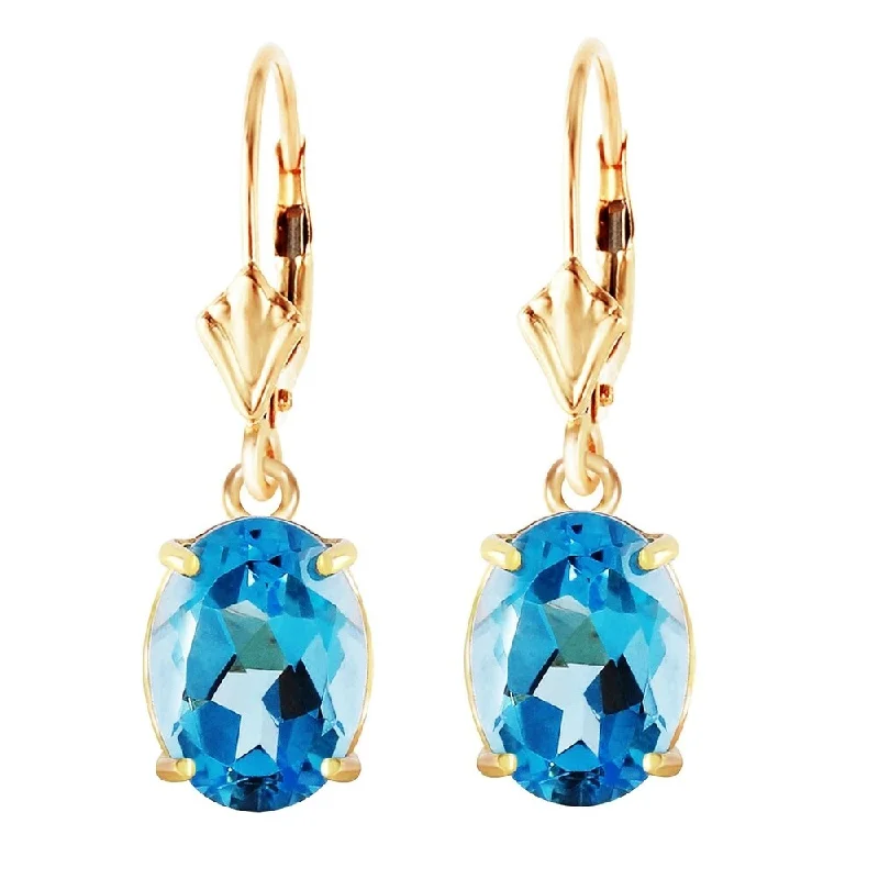 6.25 Carat 14K Solid Gold Encourage Blue Topaz Earrings