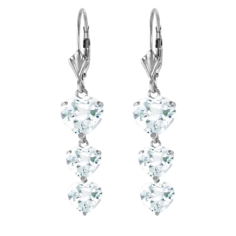 6 Carat 14K Solid White Gold Vanilla Hope Aquamarine Earrings