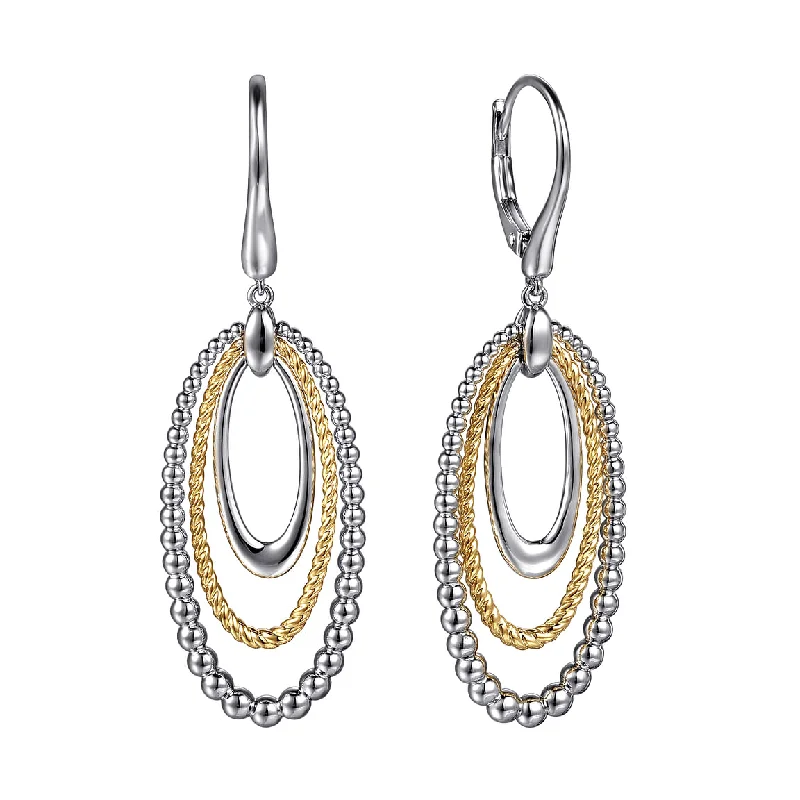 925 Sterling Silver and 14K Yellow Gold Bujukan Rope Drop Earrings