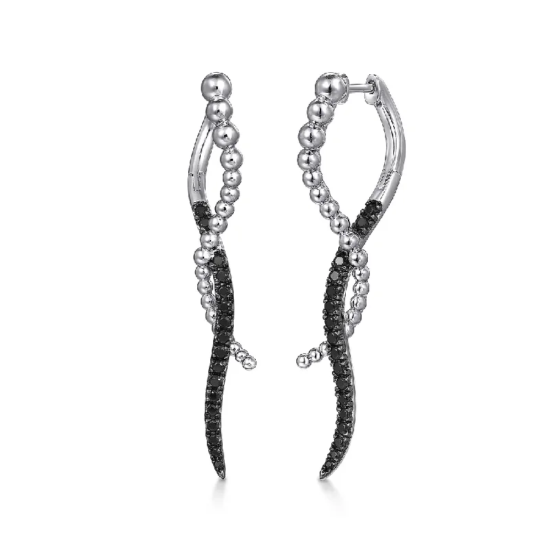 925 Sterling Silver Bujukan Black Spinel Drop Earrings