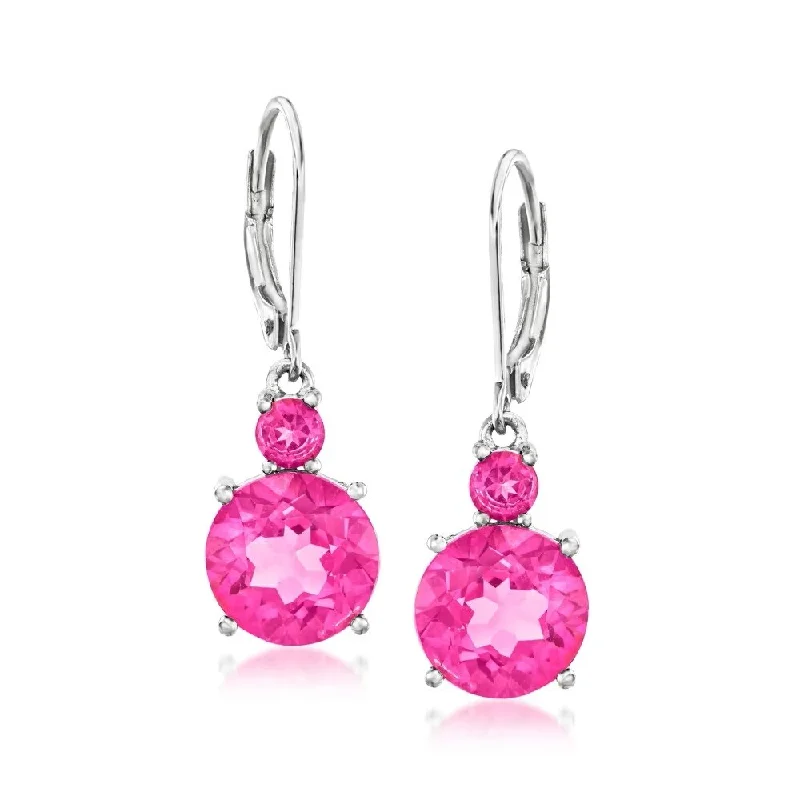 925 Sterling Silver Pink Topaz Gemstone Dangle And Drop Earrings