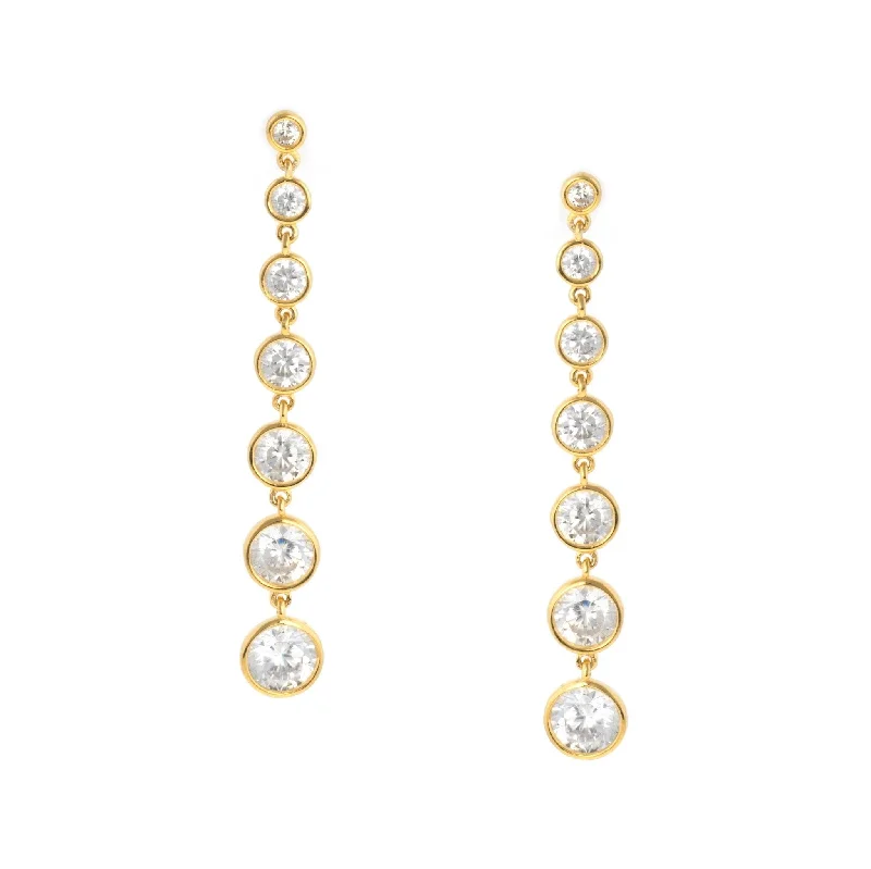 Bezel Set Drop Earrings Finished in 18kt Yellow Gold