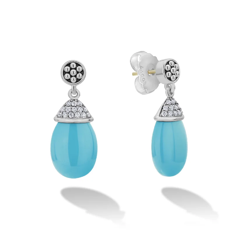 Blue Caviar Ceramic Diamond Drop Earrings