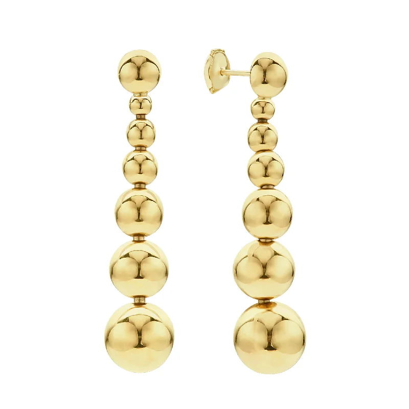 Caviar Gold Seven Graduated Bead Drop Earrings