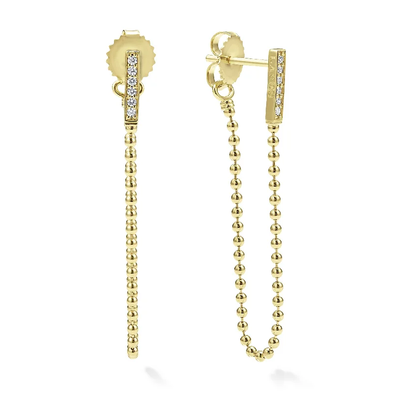 Caviar Gold 18K Gold and Diamond Drop Earrings