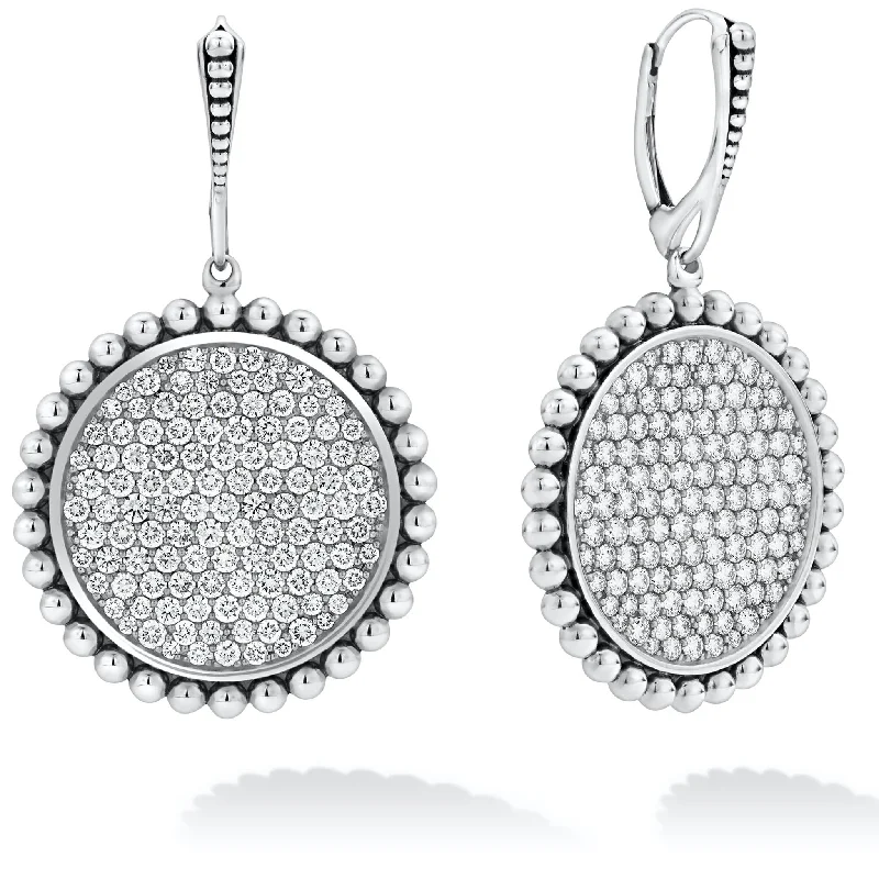 Caviar Spark Large Caviar Circle Diamond Drop Earrings