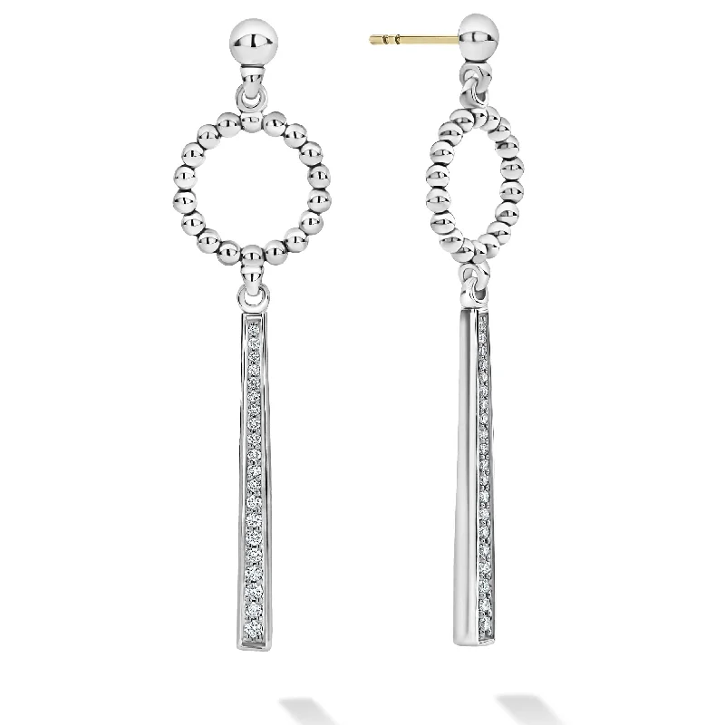 Caviar Spark Beaded Circle Diamond Drop Earrings