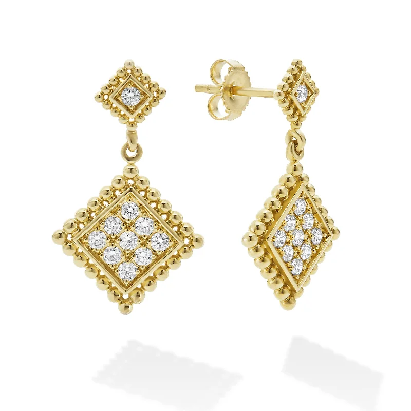 Covet 18K Gold Diamond Drop Earrings