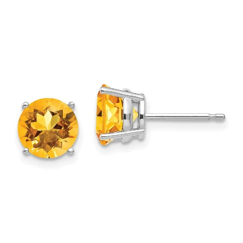 Curata 14k White Gold 7mm Citrine Post Stud Earrings