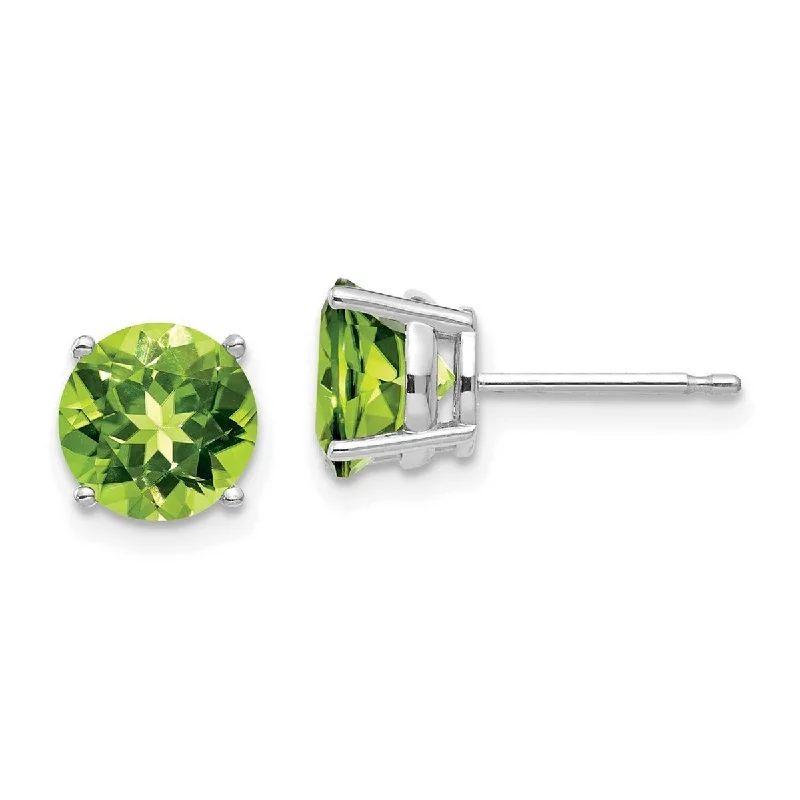 Curata 14k White Gold 7mm Peridot Post Stud Earrings