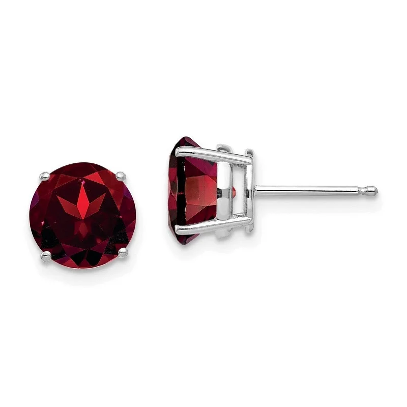 Curata 14k White Gold 8mm Garnet Post Earrings