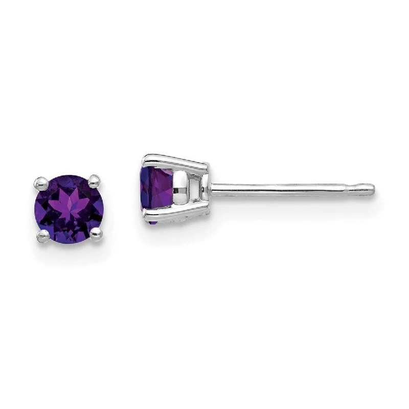 Curata 14k White Gold Post Earrings 4mm Amethyst Earrings