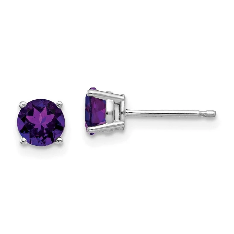 Curata 14k White Gold Post Earrings 5mm Amethyst Earrings