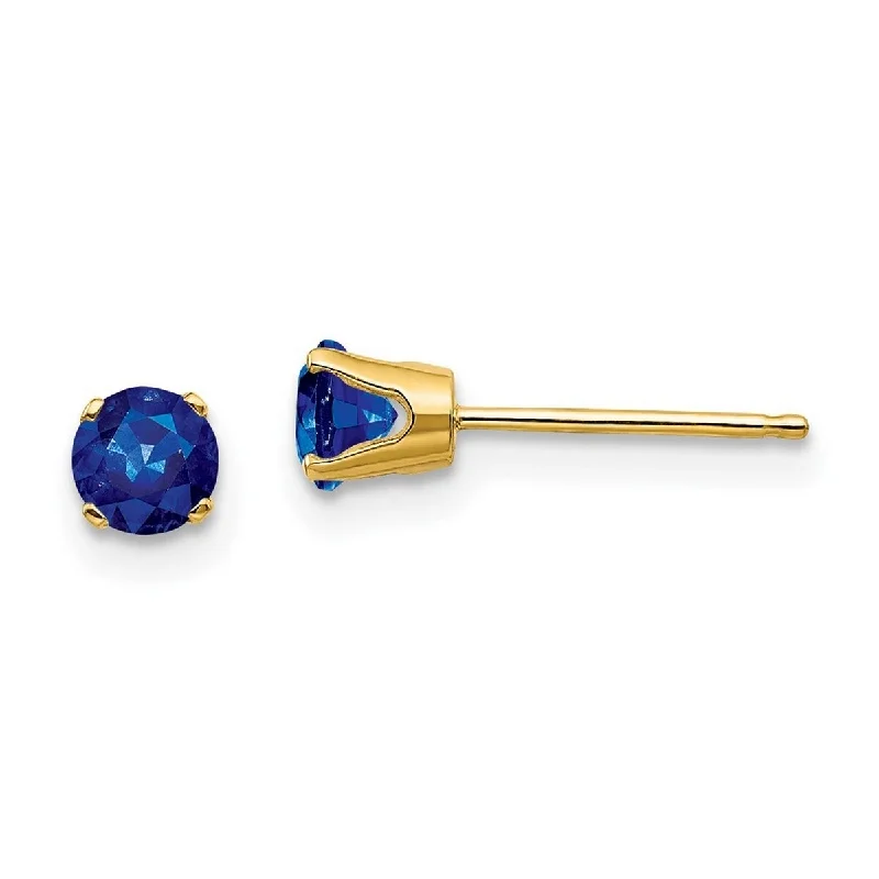 Curata 14k Yellow Gold 4mm Round September Sapphire Post Earrings