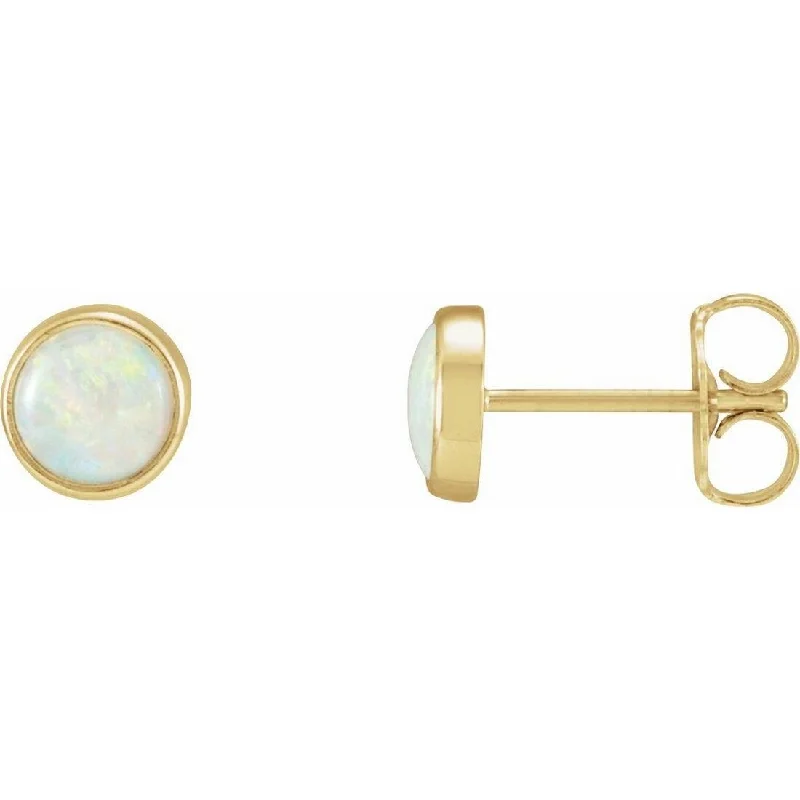 Curata 14k Yellow Gold 5mm Polished Round Opal Earrings